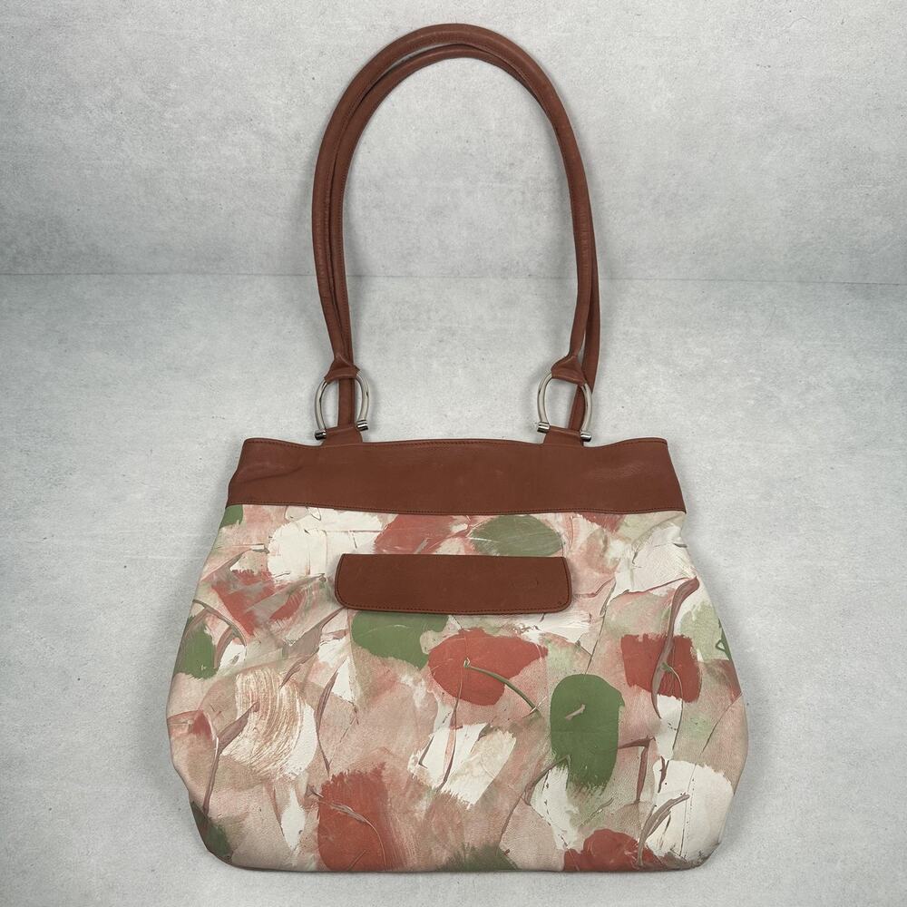 VTG Shoulder Bag Womens Large Leather Abstract Painted Artistic Vintage Beauty